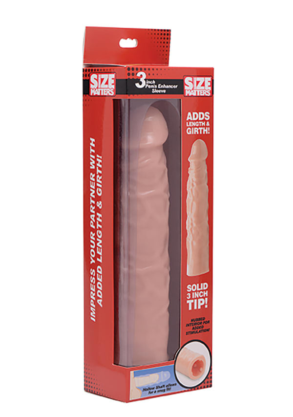 Size Matters 3 Inch Clear Penis Enhancer Sleeve