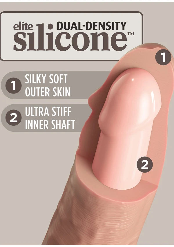 King Cock Elite 6 Inch Dual Density Vibrating Cock Flesh Brown