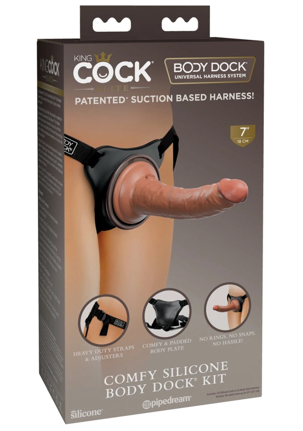King Cock Comfy Silicone Body Dock Kit And 7 Inch Dildo