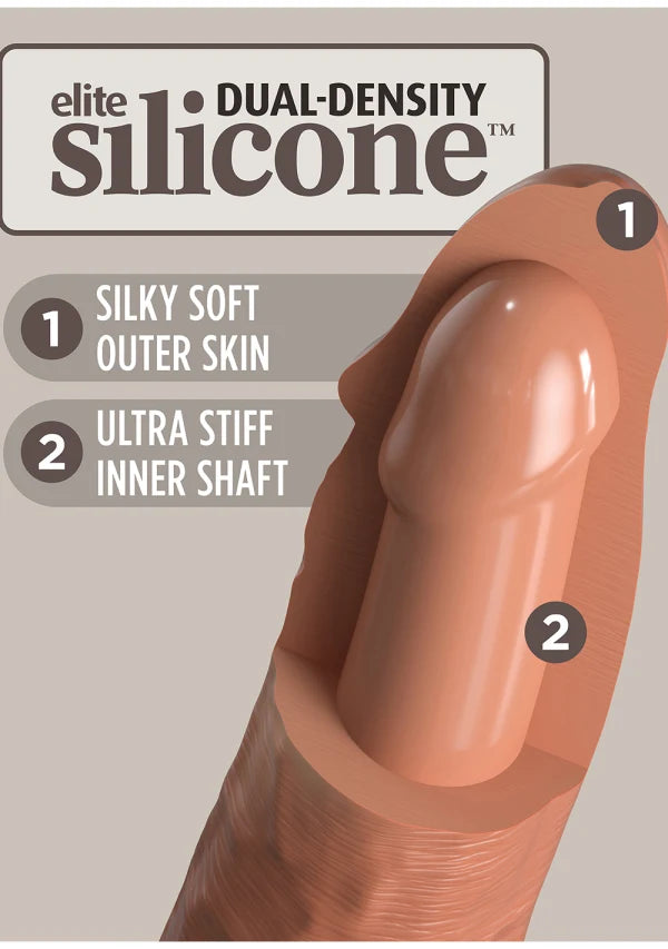 King Cock Elite 6 Inch Dual Density Vibrating Cock Flesh Brown
